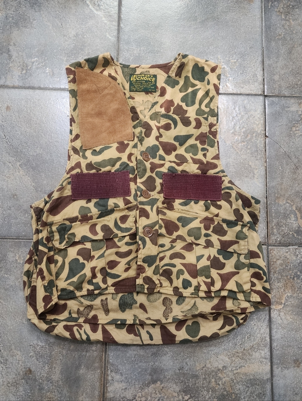 Vintage Hunter's Choice Men's Medium Duck Camo Game Pouch Bird Hunting Vest
